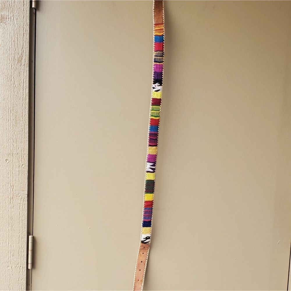 Leather Colorful Boho Aztec belt size 36
